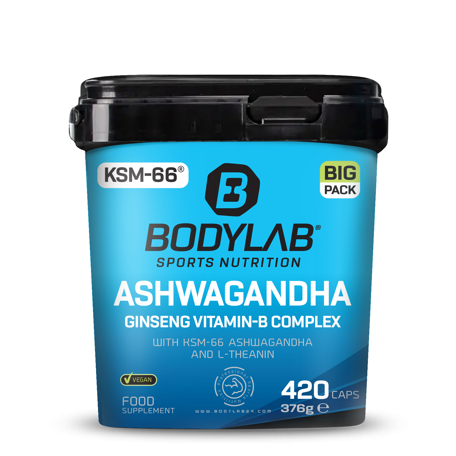 BIG PACK Ashwagandha Ginseng Vitamin-B Complex (420 Kapseln)