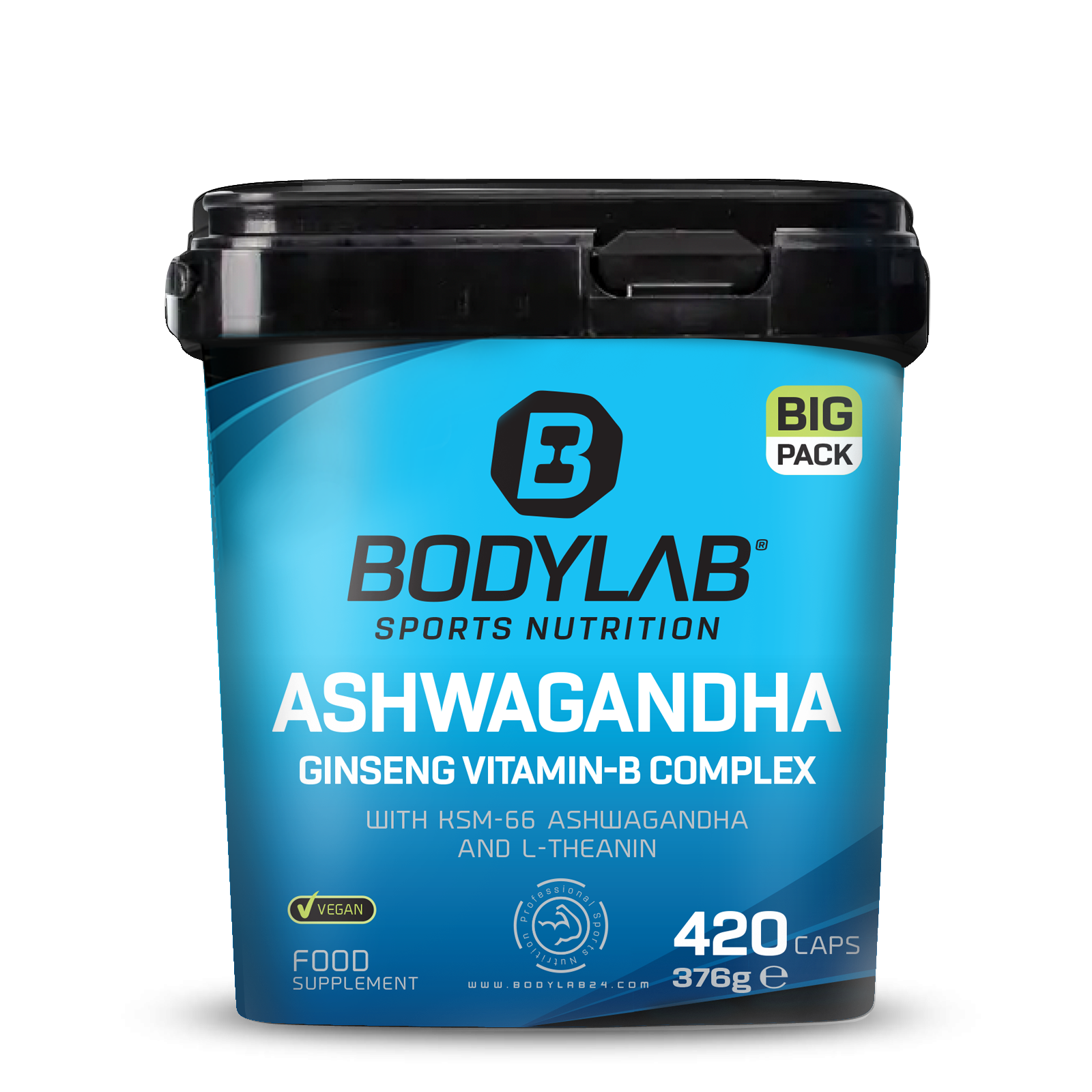 BIG PACK Ashwagandha Ginseng Vitamin-B Complex (420 Kapseln)