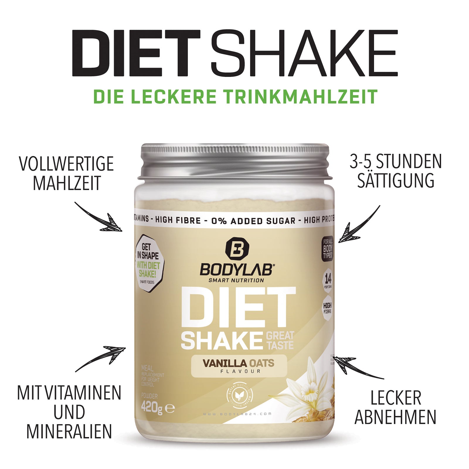 2 x Diet Shake + Flavour Drops und Shaker