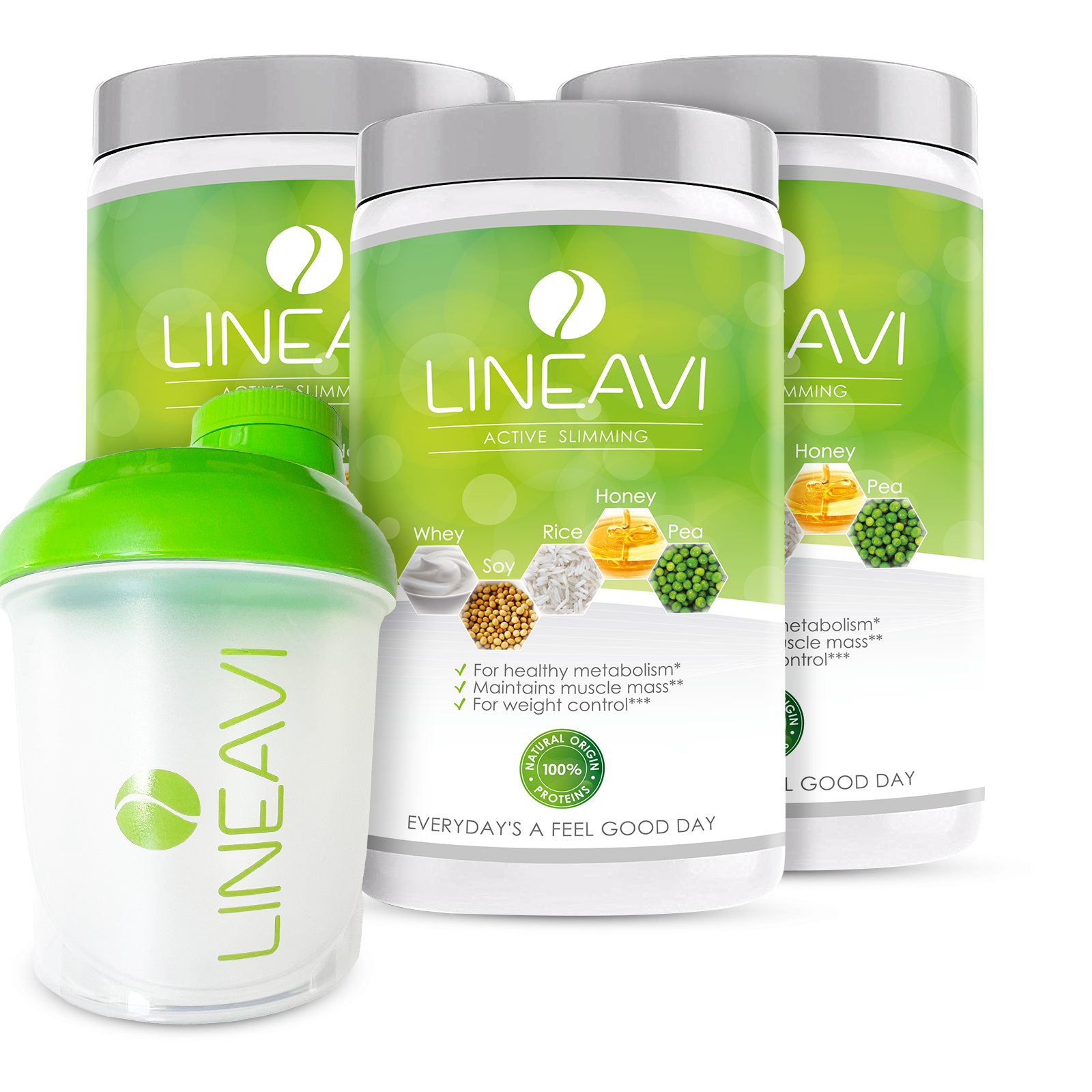 LINEAVI Aktivkost Diät Shake + Shaker (3x500g)