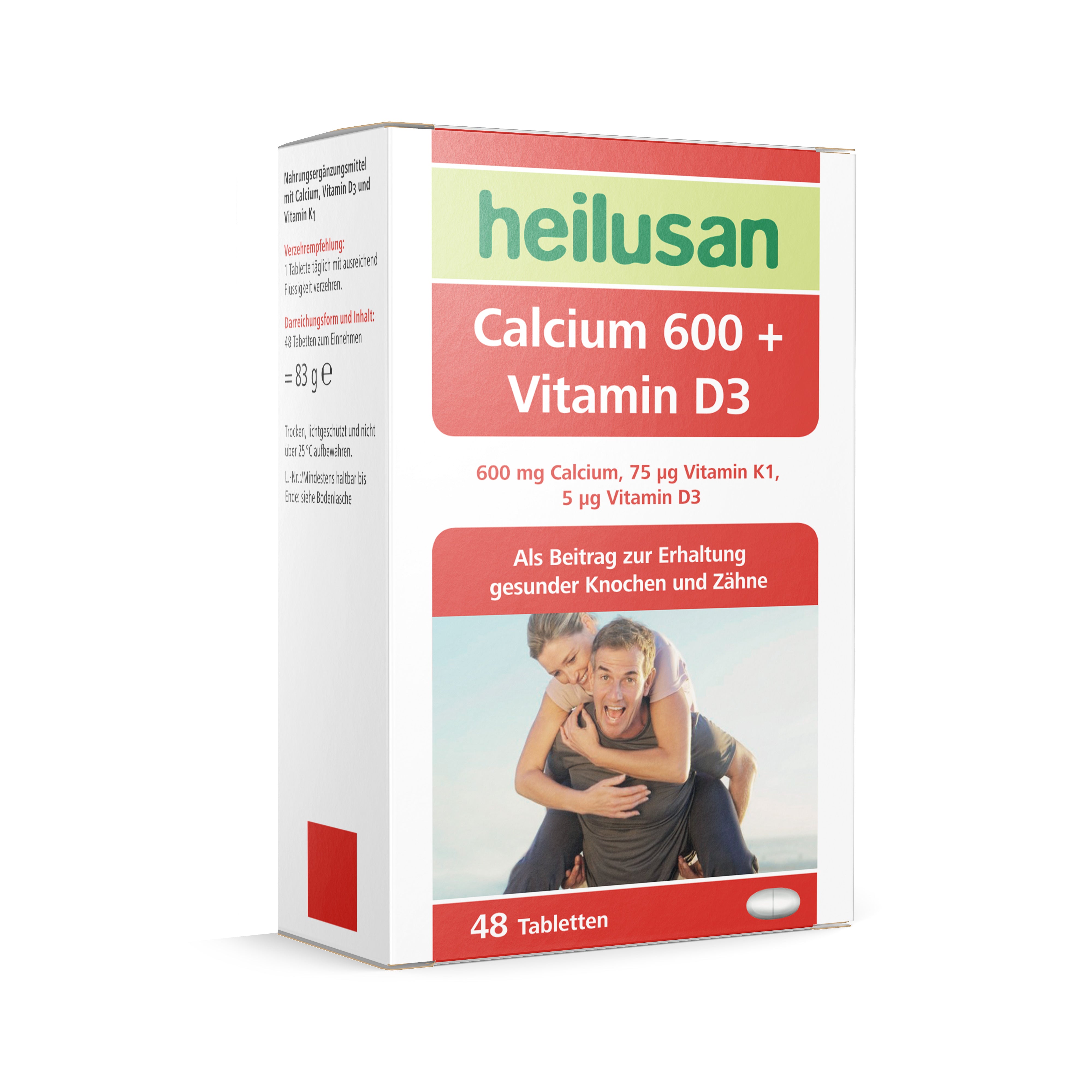 Heilusan Calcium 600 + Vitamin D3 (48 Tabletten)