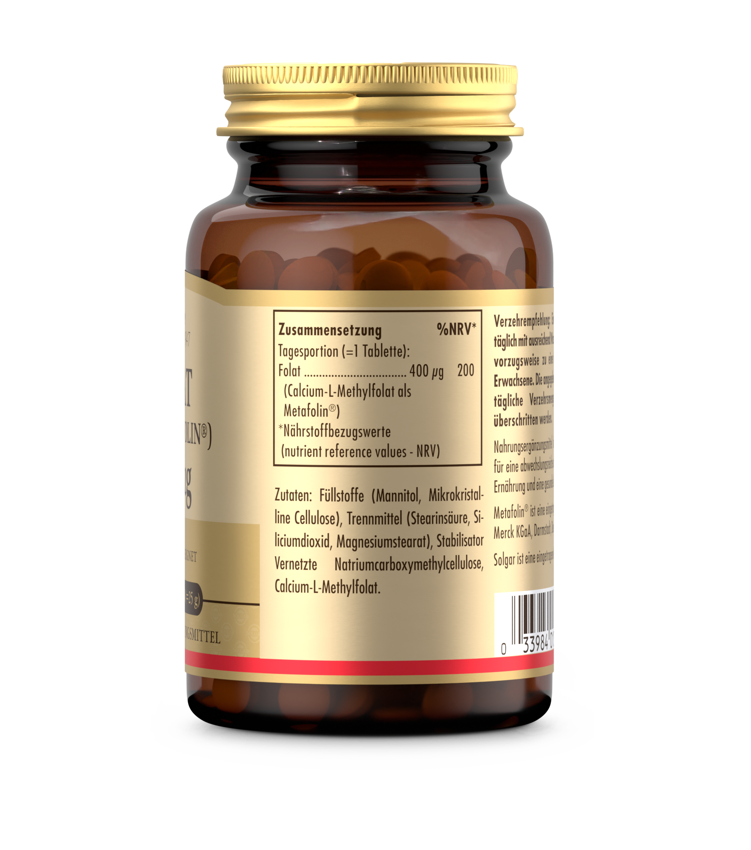 Folat (als Metafolin) 400 µg (100 Tabletten)