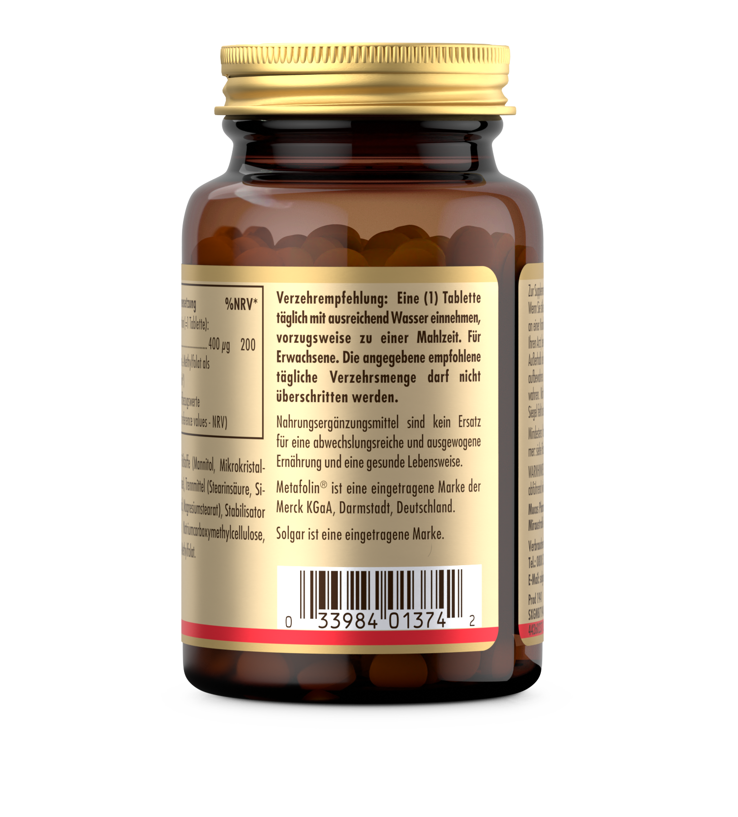 Folat (als Metafolin) 400 µg (100 Tabletten)