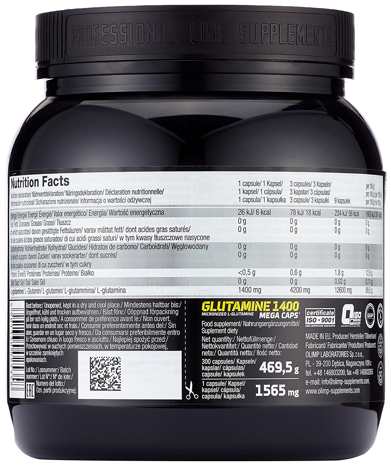 Glutamine Mega Caps 1400 (300 Kapseln)