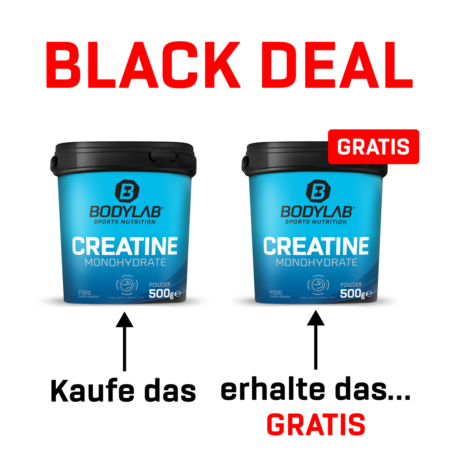 BLACK DEAL: 2für1 Creatine Powder (500g)